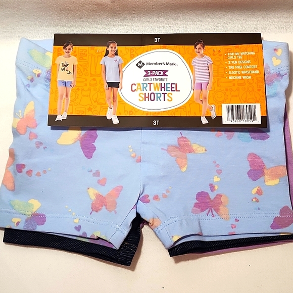 KIDS NEW 3 PACK CART WHEEL SHORT SIZE 3T. GIRLS FAVORITE - Picture 1 of 7